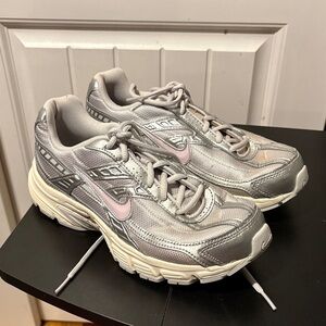 Nike Women's Silver and Pink Sneakers